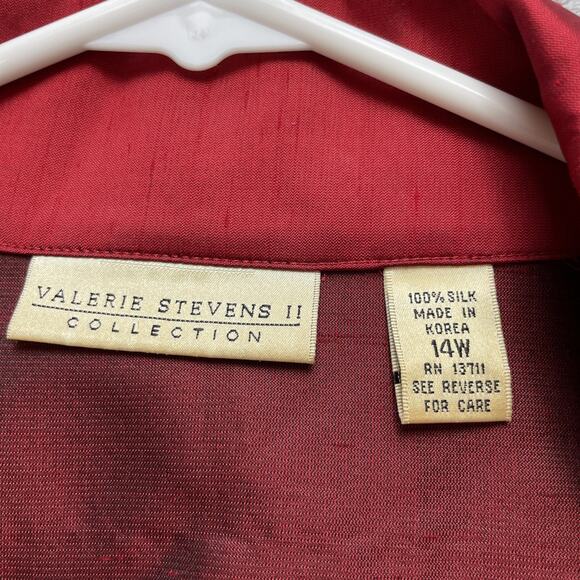Vintage Valerie Stevens Silk Blazer Jacket Womens 14W Brick Red Holiday Formal - Picture 3 of 6